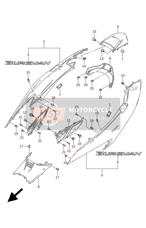 Suzuki AN400A 2022 Cubierta del marco para un 2022 Suzuki AN400A